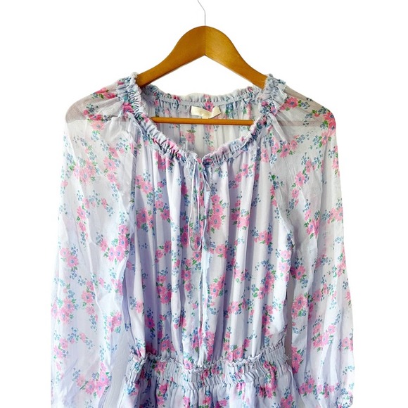 LOVESHACKFANCY Wisteria Tiered Popover Dress Silk Mini Lilac Purple Floral XS - Picture 4 of 10